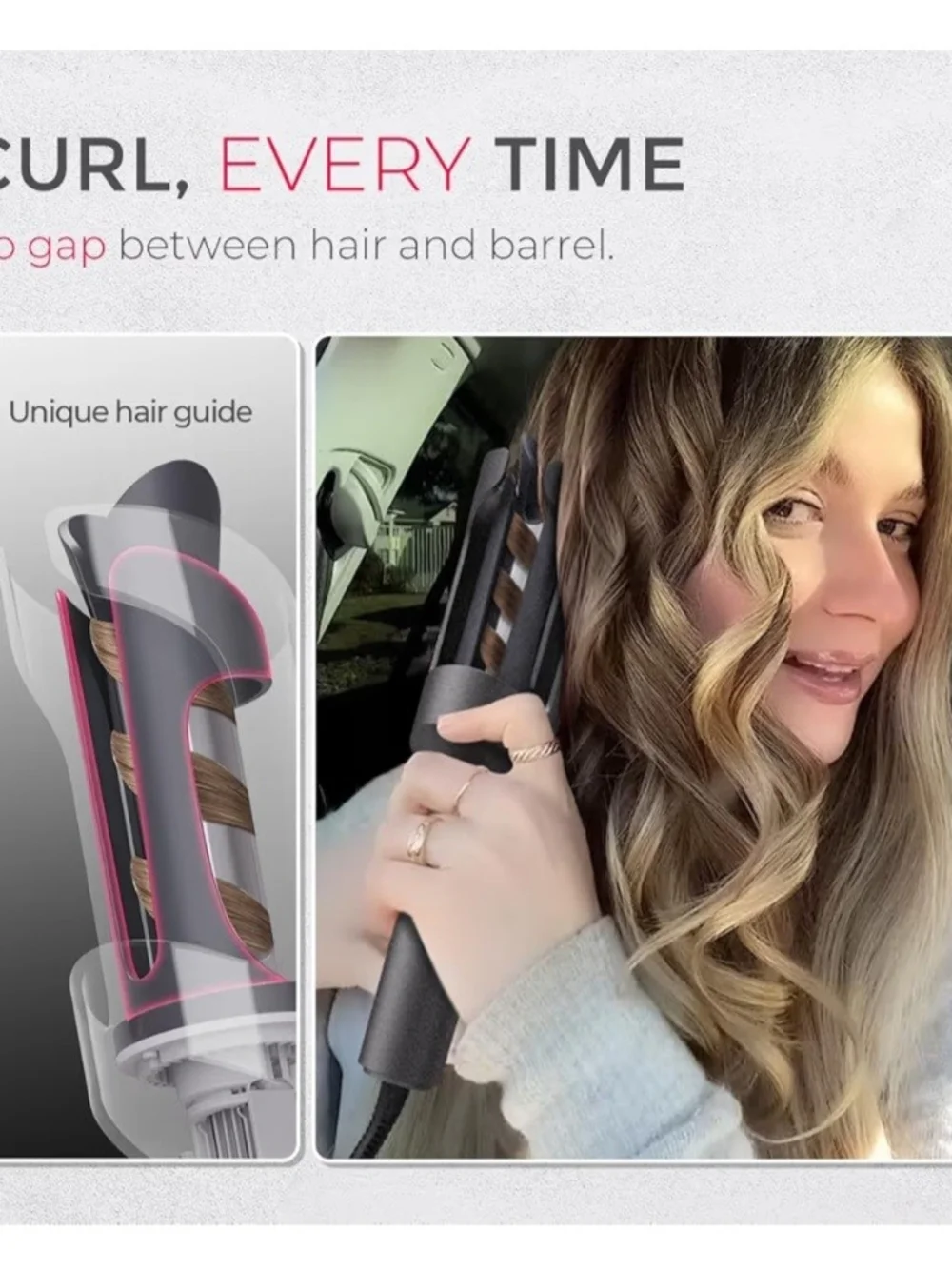 TYMO CURLPRO Automatic Rotating Curling Iron - Beach Waves Curling Wand 1 Inch